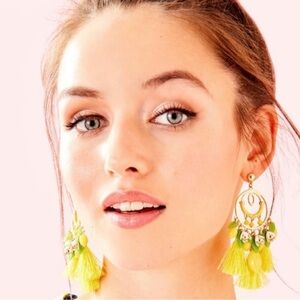Lilly Pulitzer Lemon Grove Fringe Dangle‎ Earrings NWT